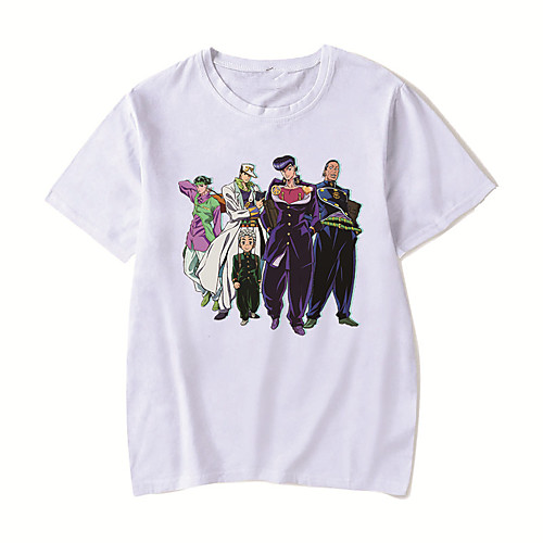 

Men's Unisex Tee T shirt Hot Stamping Anime Graphic Prints Plus Size JoJo's Bizarre Adventure Print Short Sleeve Casual Tops Cotton Basic Designer Big and Tall White Black Red