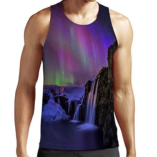 

Men's Unisex Tank Top Undershirt 3D Print Scenery Graphic Prints Plus Size Print Sleeveless Casual Tops Basic Fashion Designer Breathable Purple