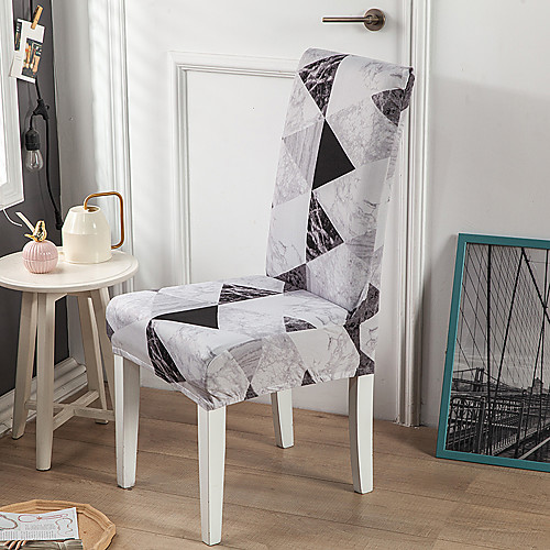 

Grey Marbling Print Super Soft Chair Cover Stretch Removable Washable Dining Room Chair Protector Slipcovers Home Decor Dining Room Seat Cover