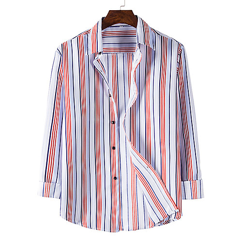 

Men's Shirt Other Prints Graphic Long Sleeve Casual Tops Casual Red / White