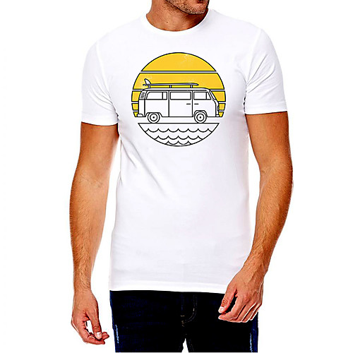 

Men's Unisex Tee T shirt Hot Stamping Graphic Prints Bus Plus Size Print Short Sleeve Casual Tops Cotton Basic Fashion Designer Big and Tall White