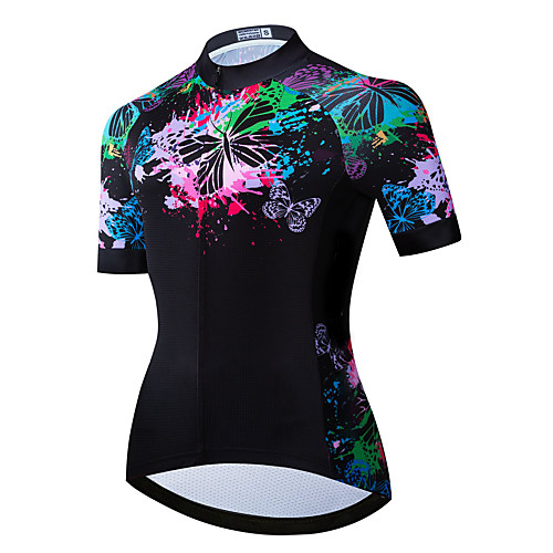 

21Grams Women's Short Sleeve Cycling Jersey Summer Spandex Polyester Black Butterfly Bike Jersey Top Mountain Bike MTB Road Bike Cycling Quick Dry Moisture Wicking Breathable Sports Clothing Apparel