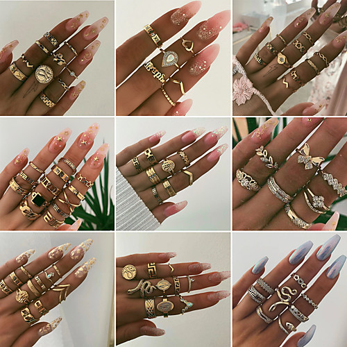 

boho gold ring set joint knuckle carved finger rings stylish hand accessories jewelry for women and girls (11pcs)