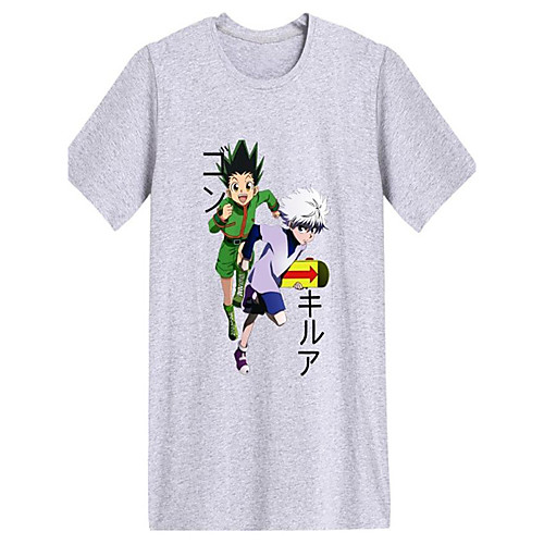 

Men's Unisex Tee T shirt Hot Stamping Anime Graphic Prints Plus Size Print Short Sleeve Casual Tops Cotton Basic Fashion Designer Big and Tall White Black Light gray