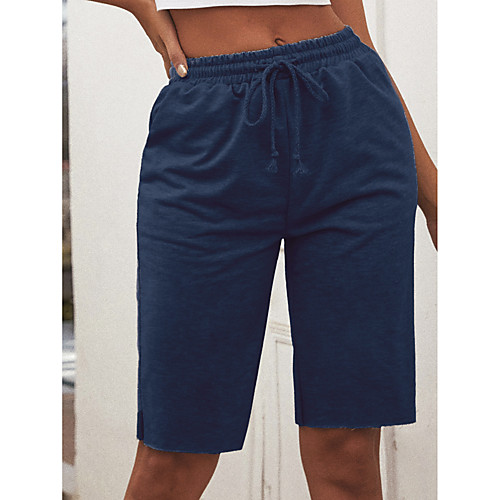 

Women's Simple Casual / Sporty Comfort Holiday Weekend Shorts Pants Plain Short Novelty Drawstring Pocket Army Green Dark Gray Navy Blue