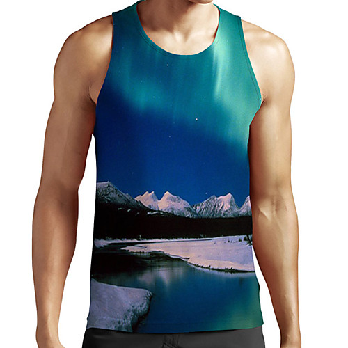 

Men's Unisex Tank Top Undershirt 3D Print Scenery Graphic Prints Plus Size Print Sleeveless Casual Tops Basic Fashion Designer Breathable Blue