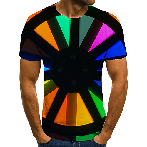 

Men's Unisex Tee T shirt 3D Print Rainbow Graphic Prints Plus Size Print Short Sleeve Casual Tops Basic Fashion Designer Big and Tall Rainbow