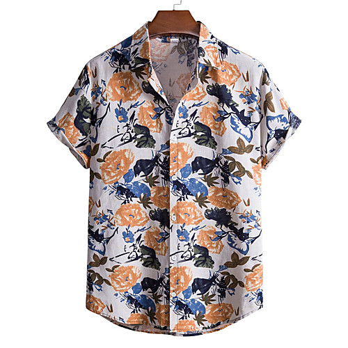 

Men's Shirt Floral Button-Down Short Sleeve Casual Tops Casual Fashion Breathable Comfortable A B C