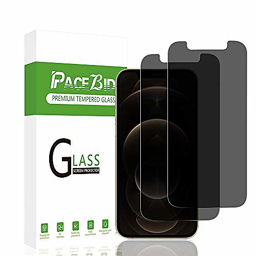 

pacebid 2 pack anti-spy armored glass compatible with iphone 12 pro max, [face id complete] [case friendly] [bubble-free] [anti-scratch] for iphone 12 pro max