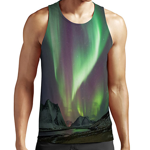 

Men's Unisex Tank Top Undershirt 3D Print Scenery Graphic Prints Plus Size Print Sleeveless Casual Tops Basic Fashion Designer Breathable Green