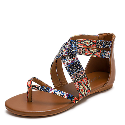 

Women's Sandals Boho Bohemia Beach Flat Heel Round Toe PU Sparkling Glitter Almond Black Brown