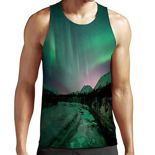 

Men's Unisex Tank Top Undershirt 3D Print Scenery Graphic Prints Plus Size Print Sleeveless Casual Tops Basic Fashion Designer Breathable Green