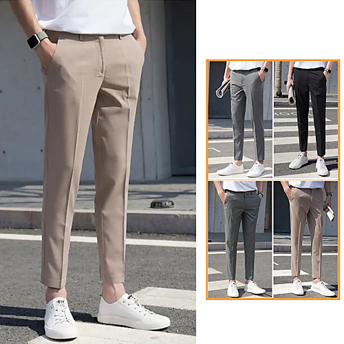 

Men's Streetwear Chino Breathable Sports Casual Going out Chinos Pants Lines / Waves Ankle-Length Black Khaki Green Dark Gray