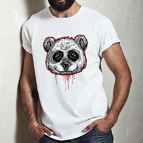 

Men's Unisex Tee T shirt Hot Stamping Graphic Prints Bear Plus Size Print Short Sleeve Casual Tops Cotton Basic Designer Big and Tall White