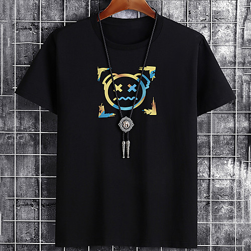 

Men's Unisex Tee T shirt Hot Stamping Graphic Prints Emoji Face Plus Size Print Short Sleeve Casual Tops Cotton Basic Fashion Designer Big and Tall White Black Khaki