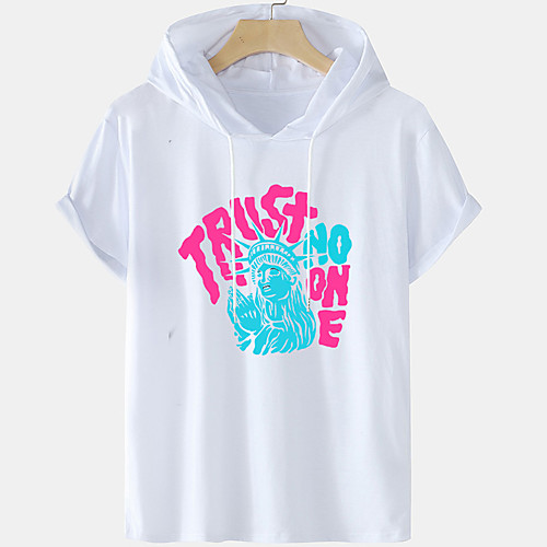 

Men's Unisex Tee T shirt Hot Stamping Graphic Prints Statue Letter Plus Size Short Sleeve Casual Tops Cotton Basic Designer Big and Tall White Blue Black