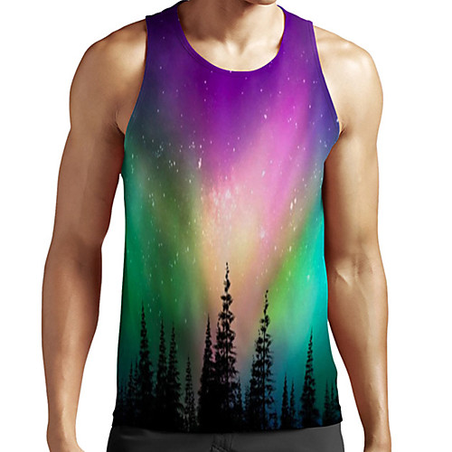 

Men's Unisex Tank Top Undershirt 3D Print Scenery Graphic Prints Plus Size Print Sleeveless Casual Tops Basic Fashion Designer Breathable Purple