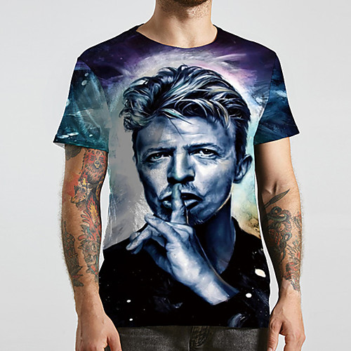 

Men's Unisex Tee T shirt 3D Print Graphic Prints Human Plus Size Print Short Sleeve Casual Tops Basic Designer Big and Tall Blue