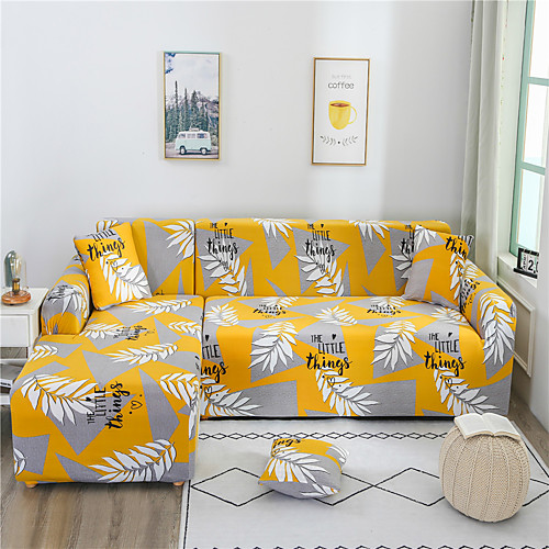 

Print Dustproof Stretch Slipcovers Stretch Sofa Cover Super Soft Fabric Couch Cover Fit For 1 to 4 Cushion Couch And L Shape Sofa (You will Get 1 Throw Pillow Case as free Gift)