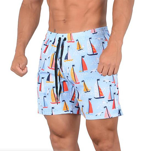 

Men's Streetwear Athleisure Quick Dry Breathable Sports Casual Daily Chinos Shorts Pants Patterned Short Sporty White Blue Navy Blue Dark Blue Light Blue