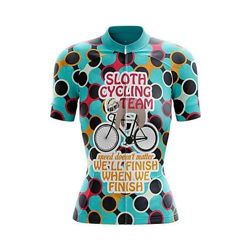 

21Grams Women's Short Sleeve Cycling Jersey Summer Spandex Polyester Blue Polka Dot Sloth Bike Jersey Top Mountain Bike MTB Road Bike Cycling Quick Dry Moisture Wicking Breathable Sports Clothing