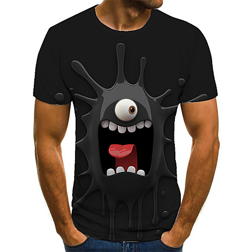 

Men's Unisex Tee T shirt 3D Print Graphic Prints Monster Plus Size Print Short Sleeve Casual Tops Basic Fashion Designer Big and Tall Black