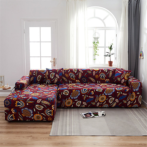 

Print Dustproof Stretch Slipcovers Stretch Sofa Cover Super Soft Fabric Couch Cover Fit For 1 to 4 Cushion Couch And L Shape Sofa (You will Get 1 Throw Pillow Case as free Gift)