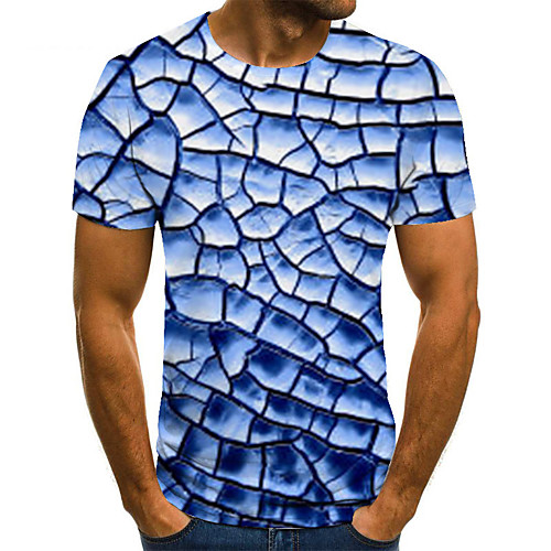 

Men's Unisex Tee T shirt 3D Print Graphic Prints Crack Plus Size Print Short Sleeve Casual Tops Basic Fashion Designer Big and Tall Blue
