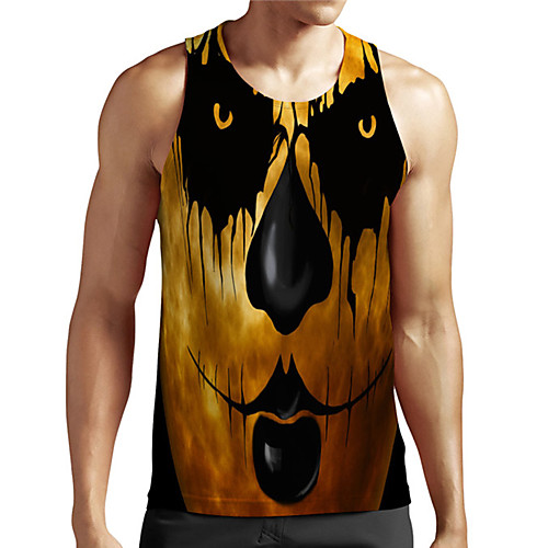 

Men's Unisex Tank Top Undershirt 3D Print Graphic Prints Animal Plus Size Print Sleeveless Casual Tops Basic Designer Big and Tall Orange