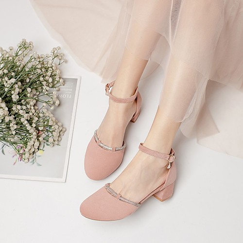 

Women's Sandals Chunky Heel Round Toe PU Synthetics Pink Green Beige