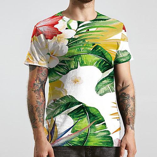 

Men's Unisex Tee T shirt 3D Print Plants Graphic Prints Plus Size Print Short Sleeve Casual Tops Basic Designer Big and Tall Green