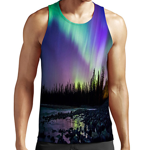 

Men's Unisex Tank Top Undershirt 3D Print Scenery Graphic Prints Plus Size Print Sleeveless Casual Tops Basic Fashion Designer Breathable Purple
