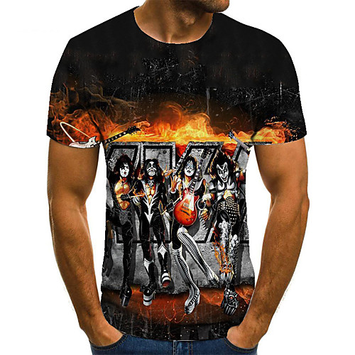 

Men's Unisex Tee T shirt 3D Print Graphic Prints Human Plus Size Print Short Sleeve Casual Tops Basic Fashion Designer Big and Tall Black