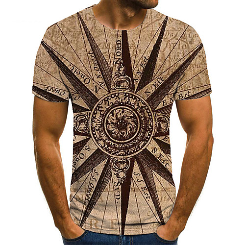 

Men's Unisex Tee T shirt 3D Print Geometric Graphic Prints Plus Size Print Short Sleeve Casual Tops Basic Fashion Designer Big and Tall Yellow