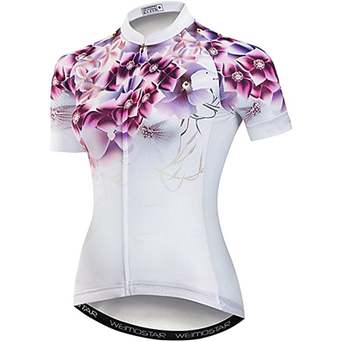 

21Grams Women's Short Sleeve Cycling Jersey Summer Spandex Polyester Fuchsia Floral Botanical Bike Jersey Top Mountain Bike MTB Road Bike Cycling Quick Dry Moisture Wicking Breathable Sports Clothing