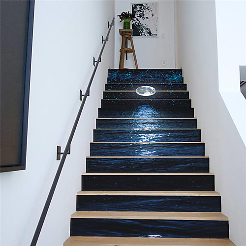 

Creative 3d Staircase Diy Sticker Starry Sky Bright Sea Home Decoration Sticker Waterproof 3d Stereo Wall Sticker 13 Piece Set
