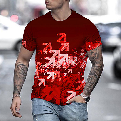 

Men's Tee T shirt 3D Print Symbol Graphic Prints Print Short Sleeve Daily Tops Casual Designer Big and Tall Red