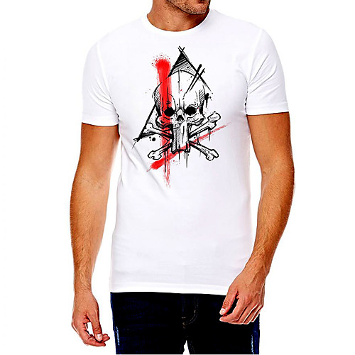 

Men's Unisex Tee T shirt Hot Stamping Graphic Prints Skull Plus Size Print Short Sleeve Casual Tops Cotton Basic Fashion Designer Big and Tall White
