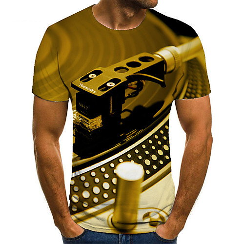 

Men's Unisex Tee T shirt 3D Print Graphic Prints Machine Plus Size Print Short Sleeve Casual Tops Basic Fashion Designer Big and Tall Yellow
