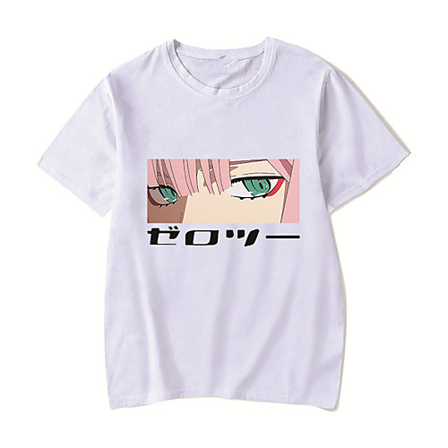 

Men's Unisex Tee T shirt Shirt Hot Stamping Anime Graphic Prints Plus Size Zero two Print Short Sleeve Casual Tops Cotton Basic Designer Big and Tall Round Neck White Red Blushing Pink / Summer