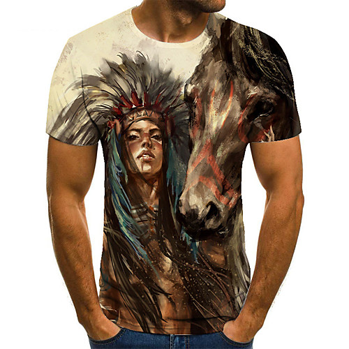 

Men's Unisex Tee T shirt 3D Print Graphic Prints Human Plus Size Print Short Sleeve Casual Tops Basic Fashion Designer Big and Tall Brown