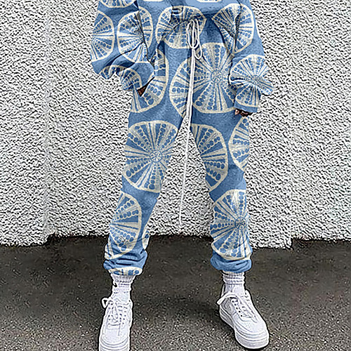 

Women's Fashion Casual / Sporty Comfort Daily Weekend Sweatpants Pants Graphic Full Length Pocket Elastic Drawstring Design Print Blue