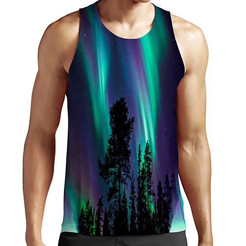 

Men's Unisex Tank Top Undershirt 3D Print Graphic Prints Tree Plus Size Print Sleeveless Casual Tops Basic Fashion Designer Breathable Green