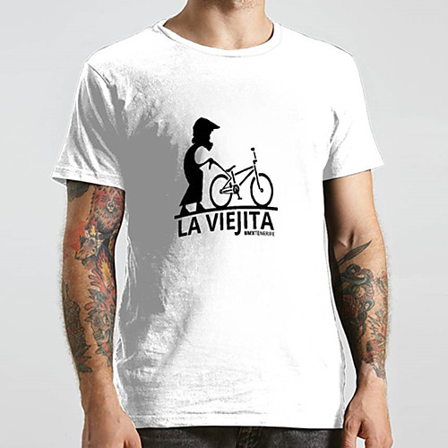 

Men's Unisex Tee T shirt Hot Stamping Graphic Prints Bicycle Old Man Letter Plus Size Print Short Sleeve Casual Tops Basic Fashion Designer Big and Tall White