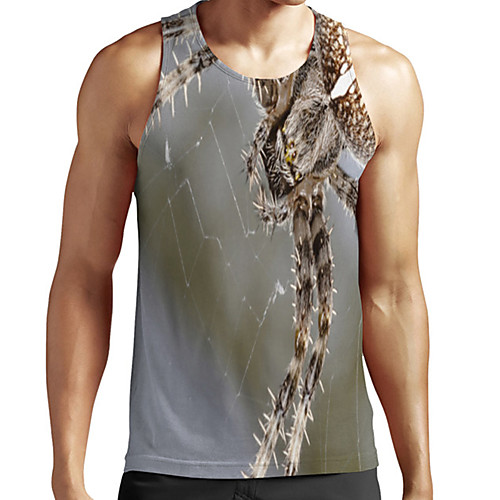 

Men's Unisex Tank Top Undershirt Shirt 3D Print Graphic Prints Spider Animal Plus Size Print Sleeveless Casual Tops Basic Fashion Designer Breathable Round Neck Green / Sports / Summer