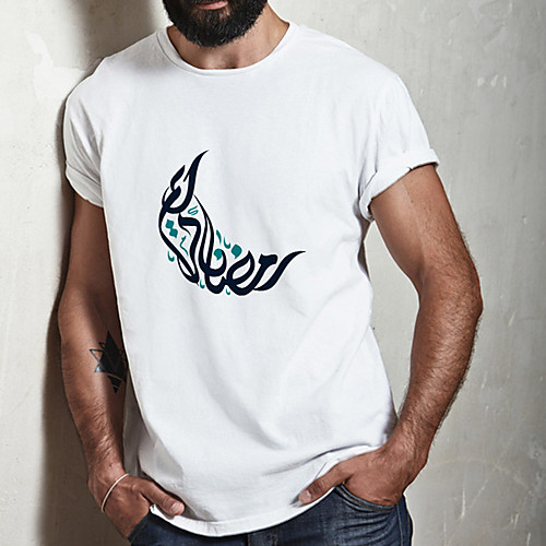 

Men's Unisex Tee T shirt Hot Stamping Symbol Graphic Prints Plus Size Print Short Sleeve Casual Tops Cotton Basic Fashion Designer Big and Tall White