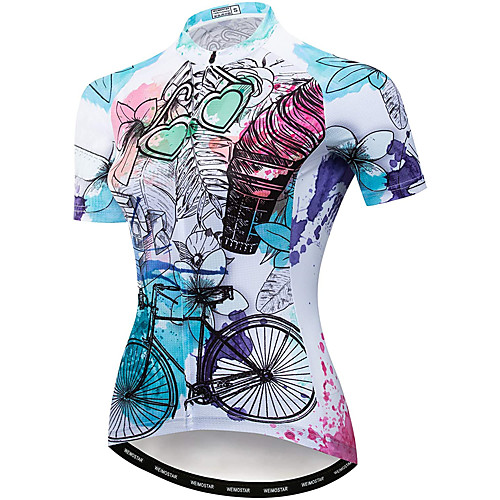 

21Grams Women's Short Sleeve Cycling Jersey Summer Spandex Polyester Blue Bike Jersey Top Mountain Bike MTB Road Bike Cycling Quick Dry Moisture Wicking Breathable Sports Clothing Apparel / Stretchy