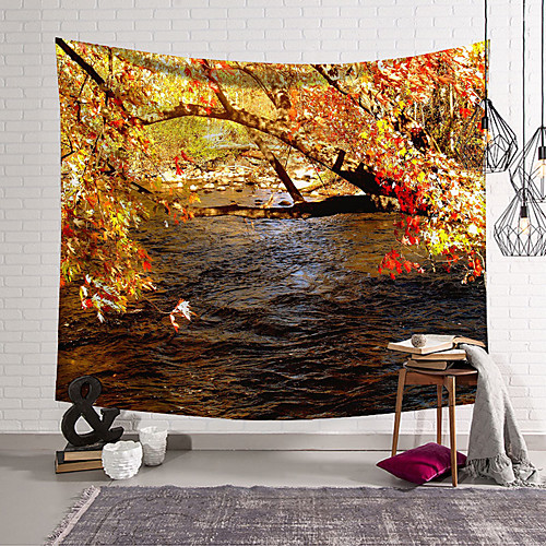 

Landscape River Leaves Wall Tapestry Art Decor Blanket Curtain Hanging Home Bedroom Living Room Decoration Polyester