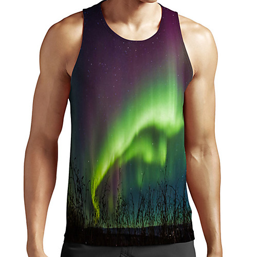 

Men's Unisex Tank Top Undershirt 3D Print Scenery Graphic Prints Plus Size Print Sleeveless Casual Tops Basic Fashion Designer Breathable Purple