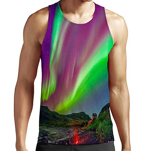 

Men's Unisex Tank Top Undershirt 3D Print Scenery Graphic Prints Plus Size Print Sleeveless Casual Tops Basic Fashion Designer Breathable Fuchsia